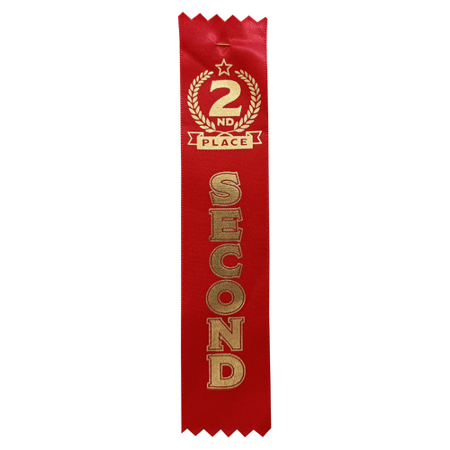 2nd Place Satin Award Ribbon - Pack of 50 - With Pins Attached