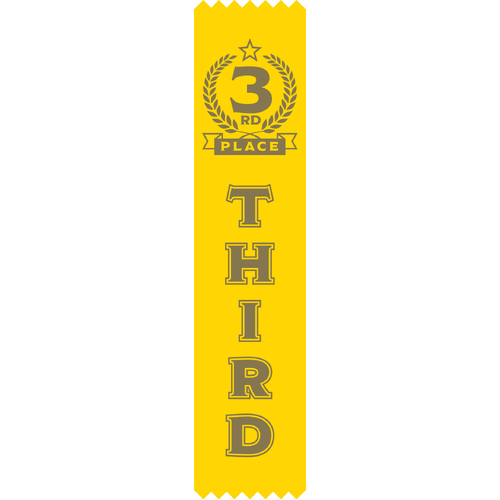 3rd Place Satin Ribbon - Pack of 50 - With Pins Attached