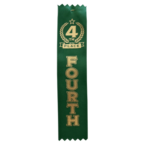 4th Place Satin Award Ribbon - Pack of 50 - With Pins Attached