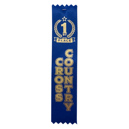 1st Place Cross Country Satin Award Ribbon - Pack of 50 - With Pins Attached