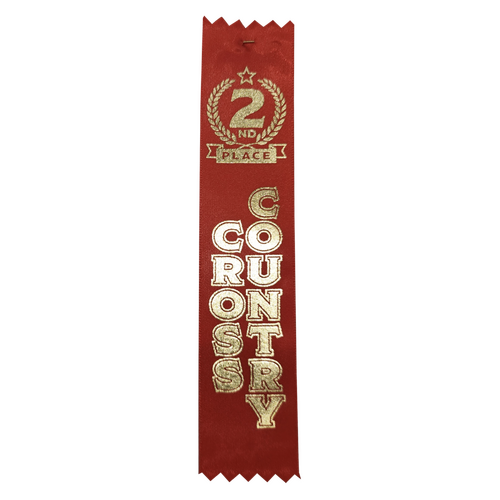 2nd Place Cross Country Satin Award Ribbon - Pack of 50 - With Pins Attached