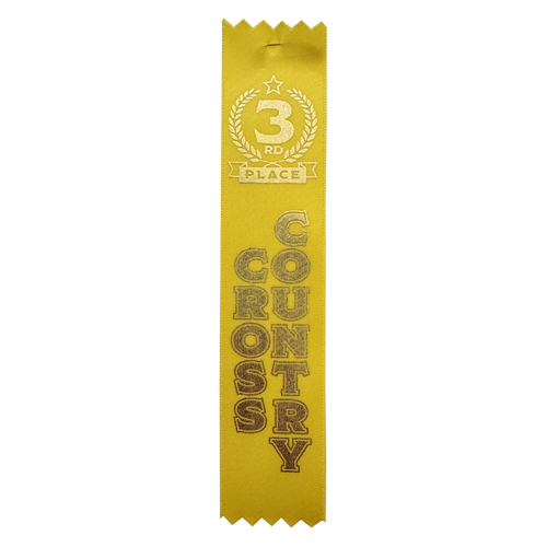 3rd Place Cross Country Satin Award Ribbon - Pack of 50 - With Pins Attached