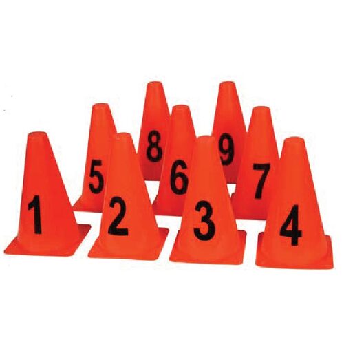 Numbered Marker Cones (0-9) - Set of 10 - 9" High